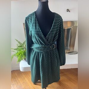 Maeve Malta Dark Green Faux Wrap Dress